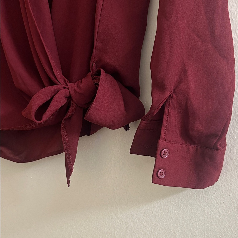 VENUS Women's Burgundy Wrap Blouse - Picture 3 of 8